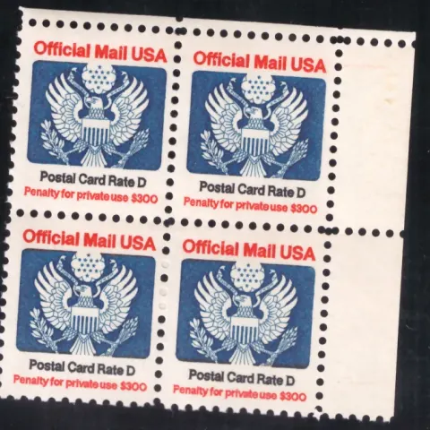 1985 Offizielle Post - Postkarte Rate D Block von 4