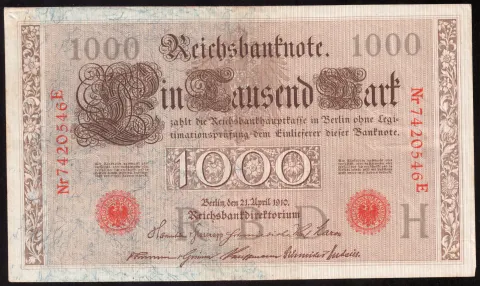 1000 Mark – Reichsbanknote, zwei grüne Siegel