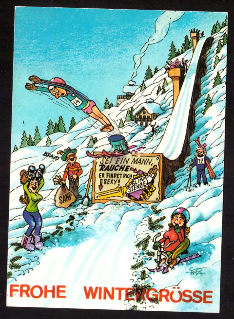 Humorvolle Wintergrüße aus dem Skigebiet