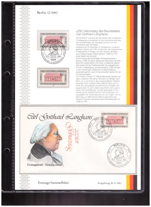 Ersttags-Sammelblatt 12/1982 – 250. Geburtstag von Carl Gotthard Langhans