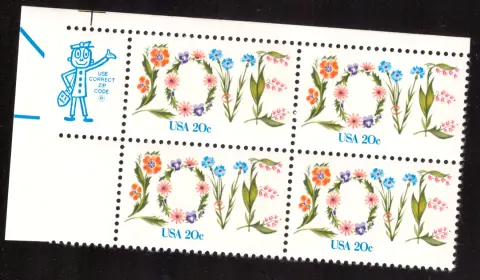 Love Flowers Block von vier - Mr. ZIP-Selvage
