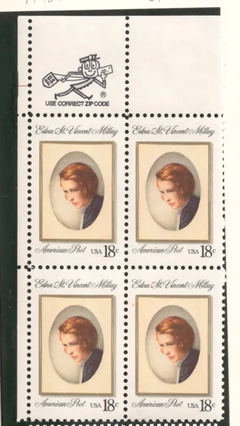 Edna St. Vincent Millay – margin block of 6