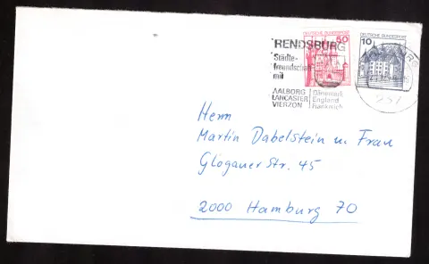 Brief aus Rendsburg mit gemischter Burgenfrankatur
