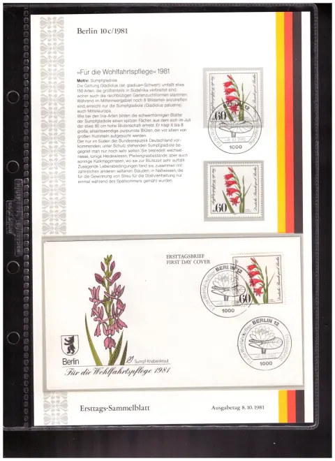 Ersttags-Sammelblatt 10c/1981 – Für die Wohlfahrtspflege 1981 – gefährdete Pflanzen