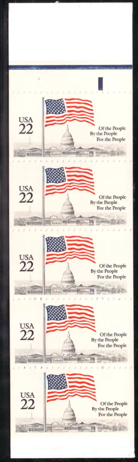 1985 Flag over Capitol booklet pane of five