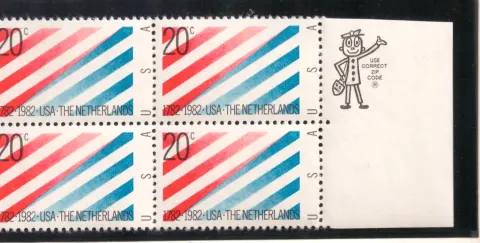 USA-Niederlande Beziehungen Block von vier — Herr. ZIP-Selvage