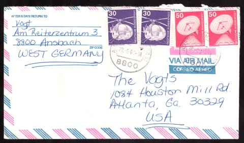 Westdeutschland Luftpost-Cover nach Atlanta – 160 Pf Industrie und Technologie Frankieren