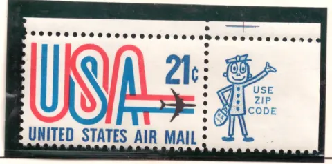 USA und Jet – Luftpost mit Mr. ZIP-Tabelle
