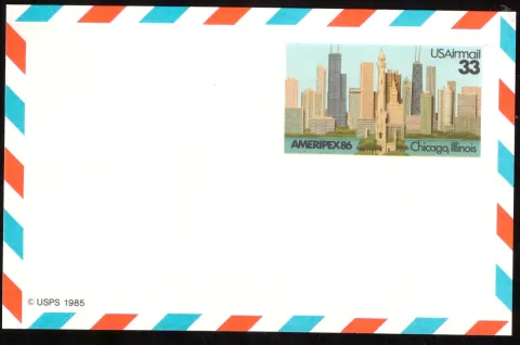 1986 AMERIPEX '86 Chicago airmail postal card