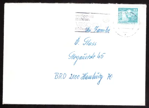 Brief aus Stendal mit Karl-Marx-Stadt-Marke und Maschinenwerbung