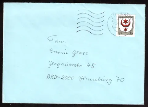 DDR-Handelsdeckung nach Hamburg – Wappen Halle/Saale