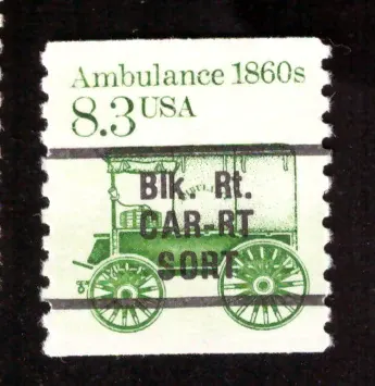 Transport - 1860er Ambulanz, Carrier-Route Precancel