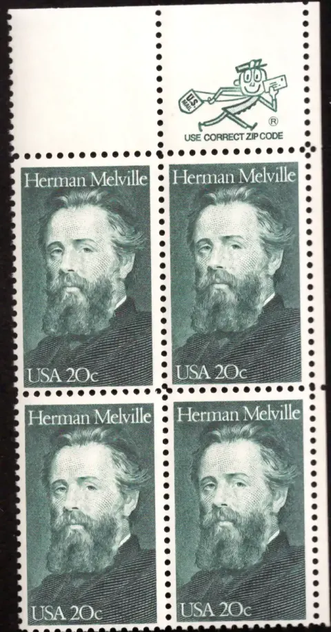 1984 Herman Melville Block von vier - Mr. ZIP / VERWENDUNG korrekter ZIP-CODE-Selvage