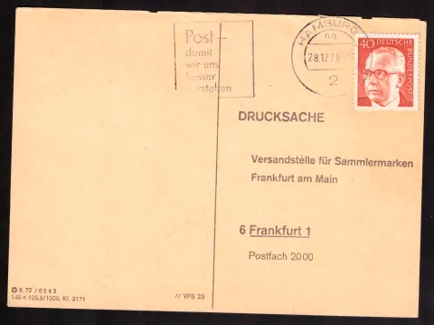Anforderung an die Versandstelle für Sammlermarken von 1976