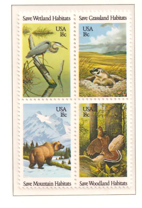 Wildlife Habitats Block von vier