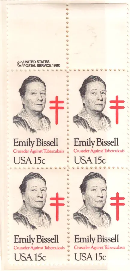 Emily Bissell – Viererblock mit oberer Copyright-Selvage