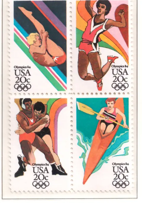1984 Olympischen Sommerspiele se-tenant Block von 4