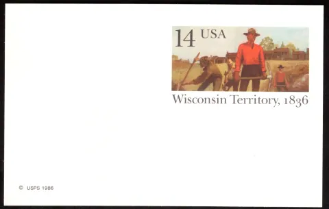 1986 Wisconsin Territory sesquicentennial Postkarte