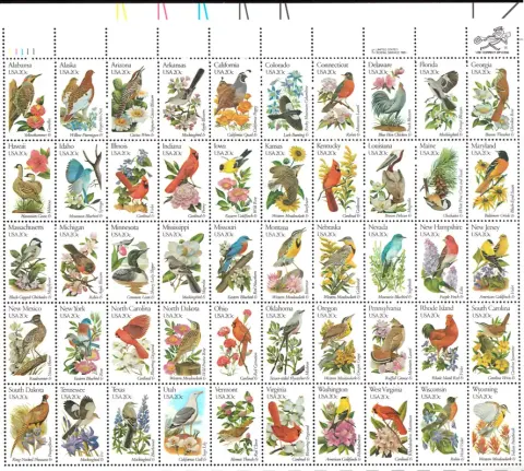 1982 State Birds and Flowers – complete se-tenant pane of 50