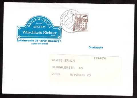 Drucksache von Wilschke & Richter mit 40 Pf Schloss Wolfsburg