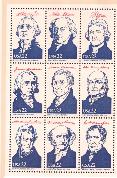 AMERIPEX '86 Präsidenten I - Souvenir Sheet von 9