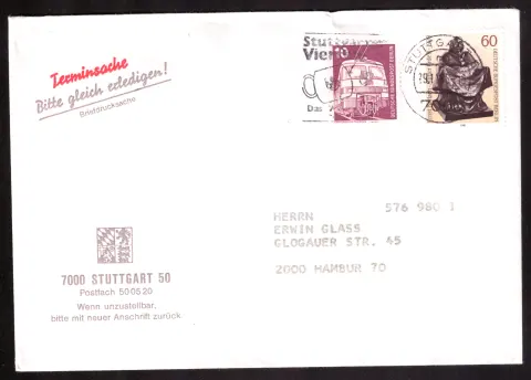Briefdrucksache mit rotem Vermerk „Terminsache“