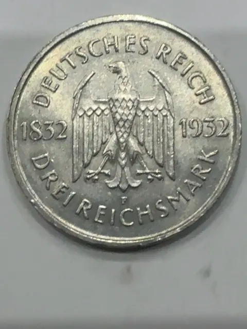 3 Reichsmark Johann Wolfgang von Goethe, 100 Jahre nach seinem Tod