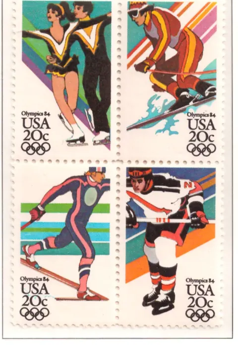 1984 Winter Olympics se-tenant Block von 4