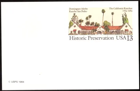 1984 California Ranchos historical-serservation plastic card