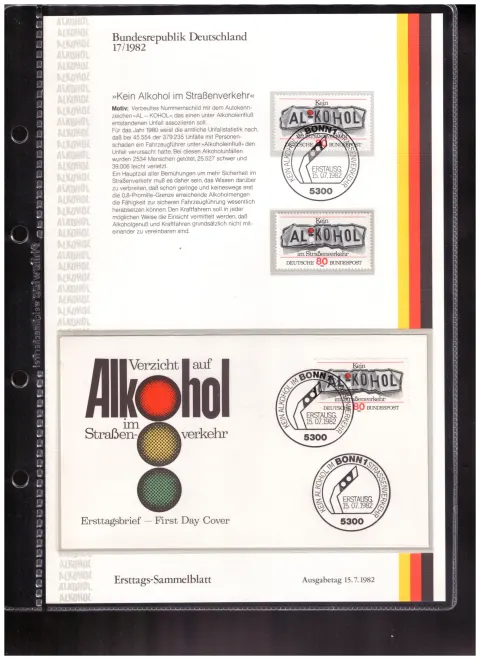 Ersttags-Sammelblatt 17/1982 – Kein Alkohol im Straßenverkehr