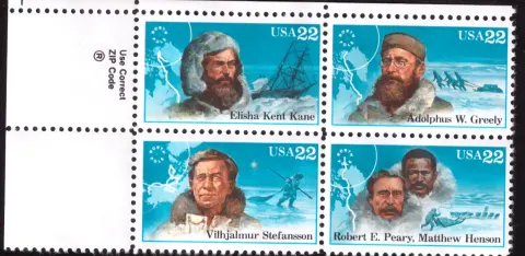Polar Explorers – Se-tenant Block of 4 mit Selvage
