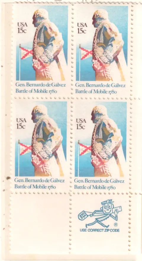General Bernardo de Gálvez – Viererblock mit niedrigerer ZIP-Selvage