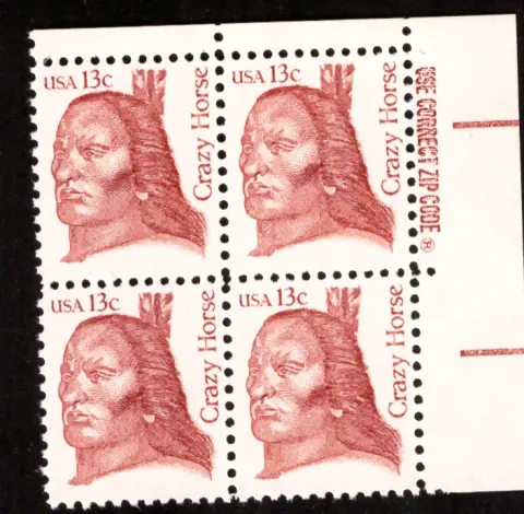 Crazy Horse Block von vier — ZIP Code selvage