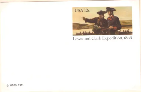 Lewis and Clark Expedition, 1806 – unused postal card