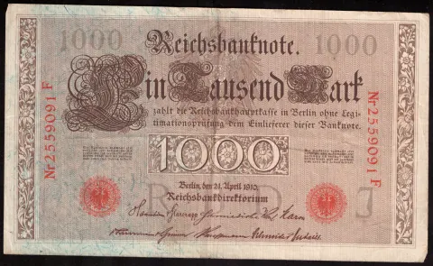 1000 Mark – Reichsbanknote, zwei grüne Siegel