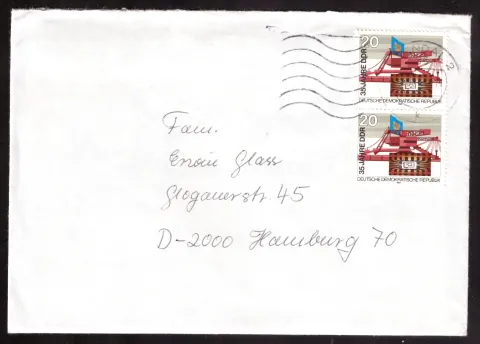 DDR-Brief mit zwei 20-Pf-Marken und erhaltenem handschriftlichem Brief