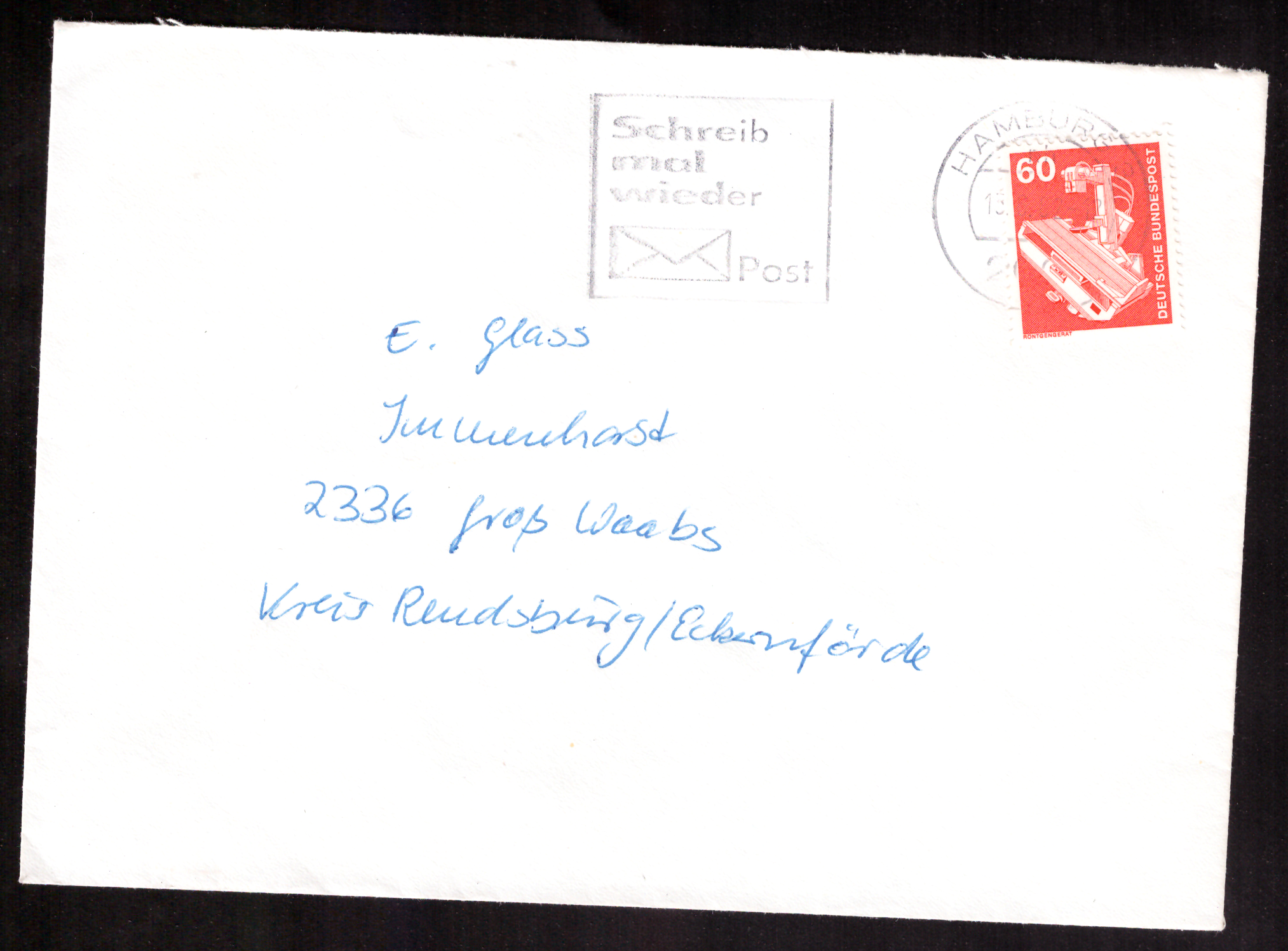 Hamburg cover with 60-pfennig X-ray apparatus stamp