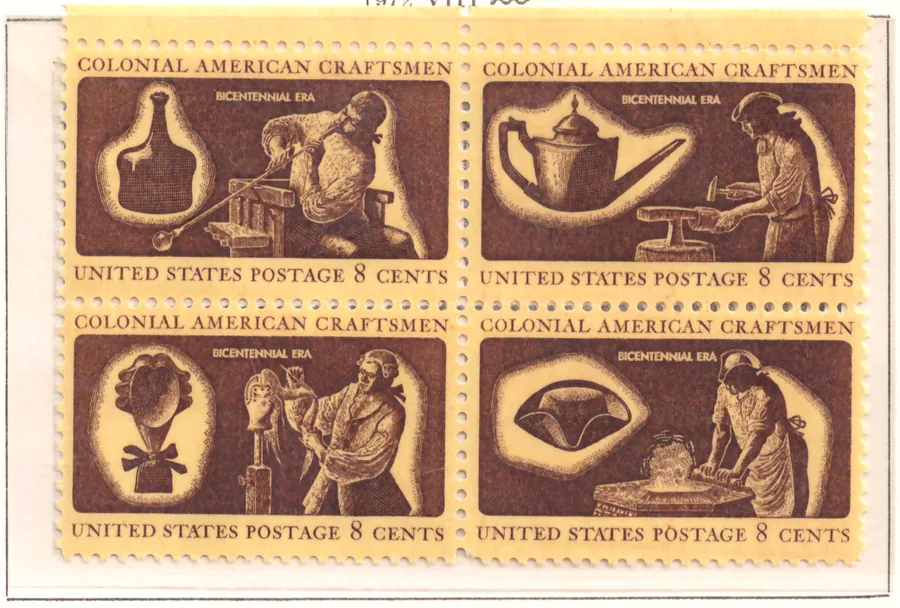 Colonial American Craftsmen – se-tenant block of four