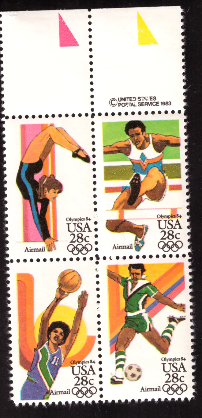 1983 Olympics 84 airmail se-tenant block