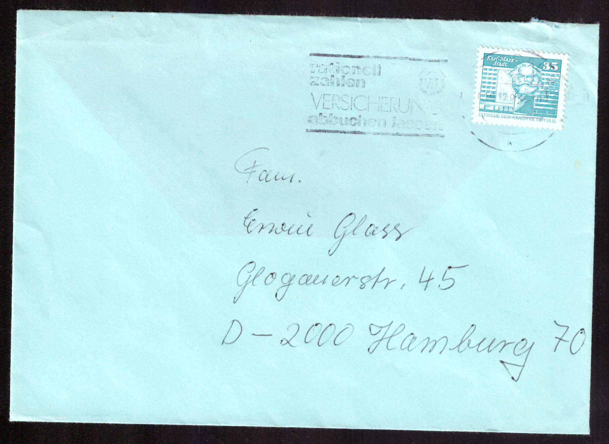 GDR cover with 35-pfennig Karl-Marx-Stadt stamp