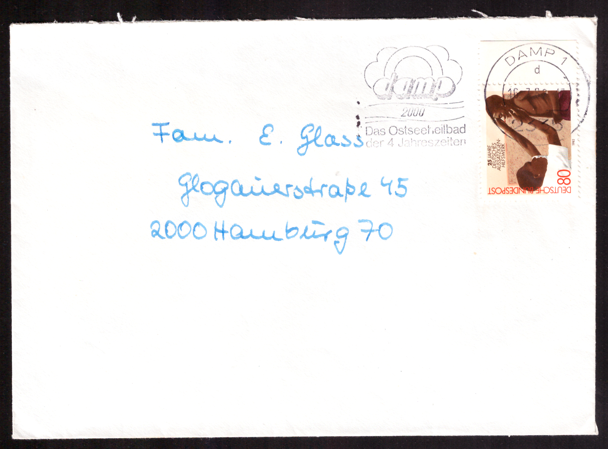 Cover with “25 years of the German Mothers’ Convalescence Foundation” stamp
