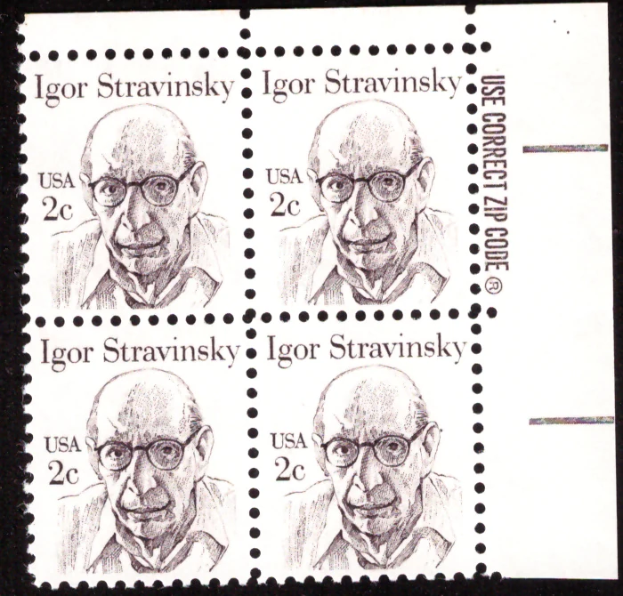 Igor Stravinsky block of four — ZIP Code selvage