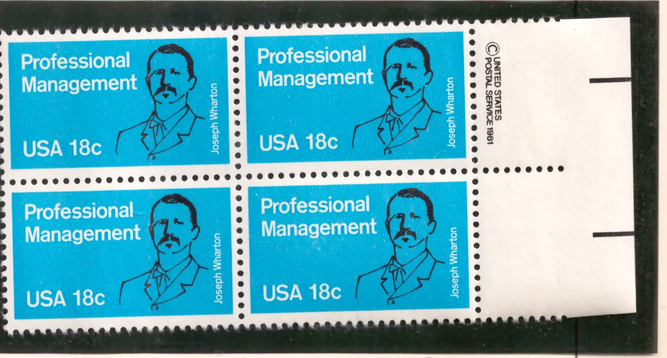 Professional Management, Joseph Wharton – margin block of 4
