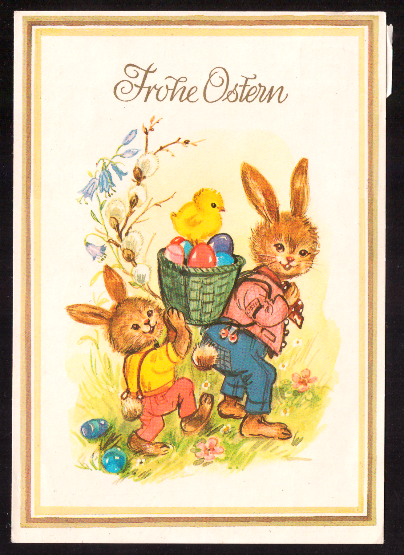 Easter greeting with rabbits