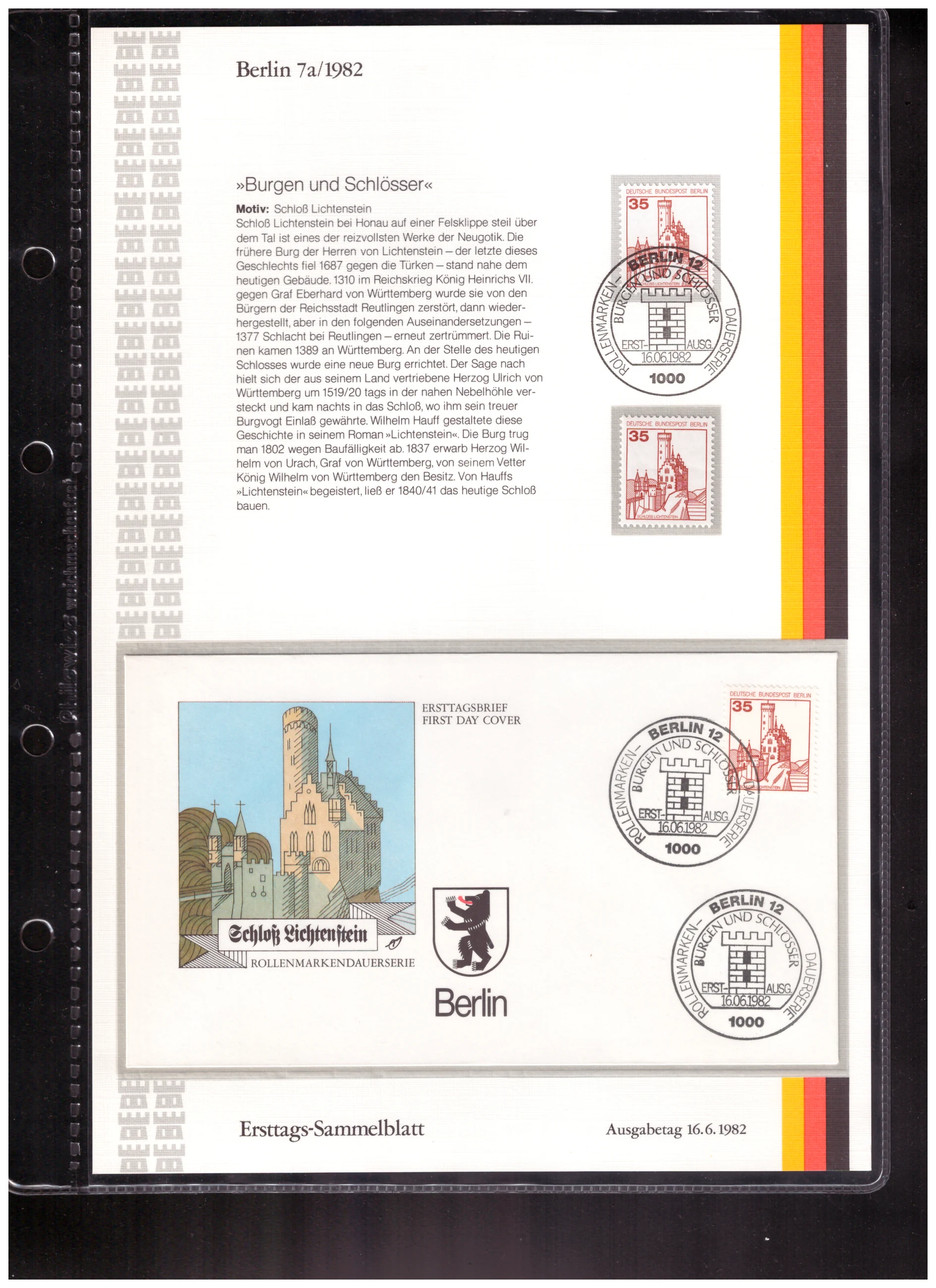 Ersttags-Sammelblatt 7a/1982 – Castles and palaces