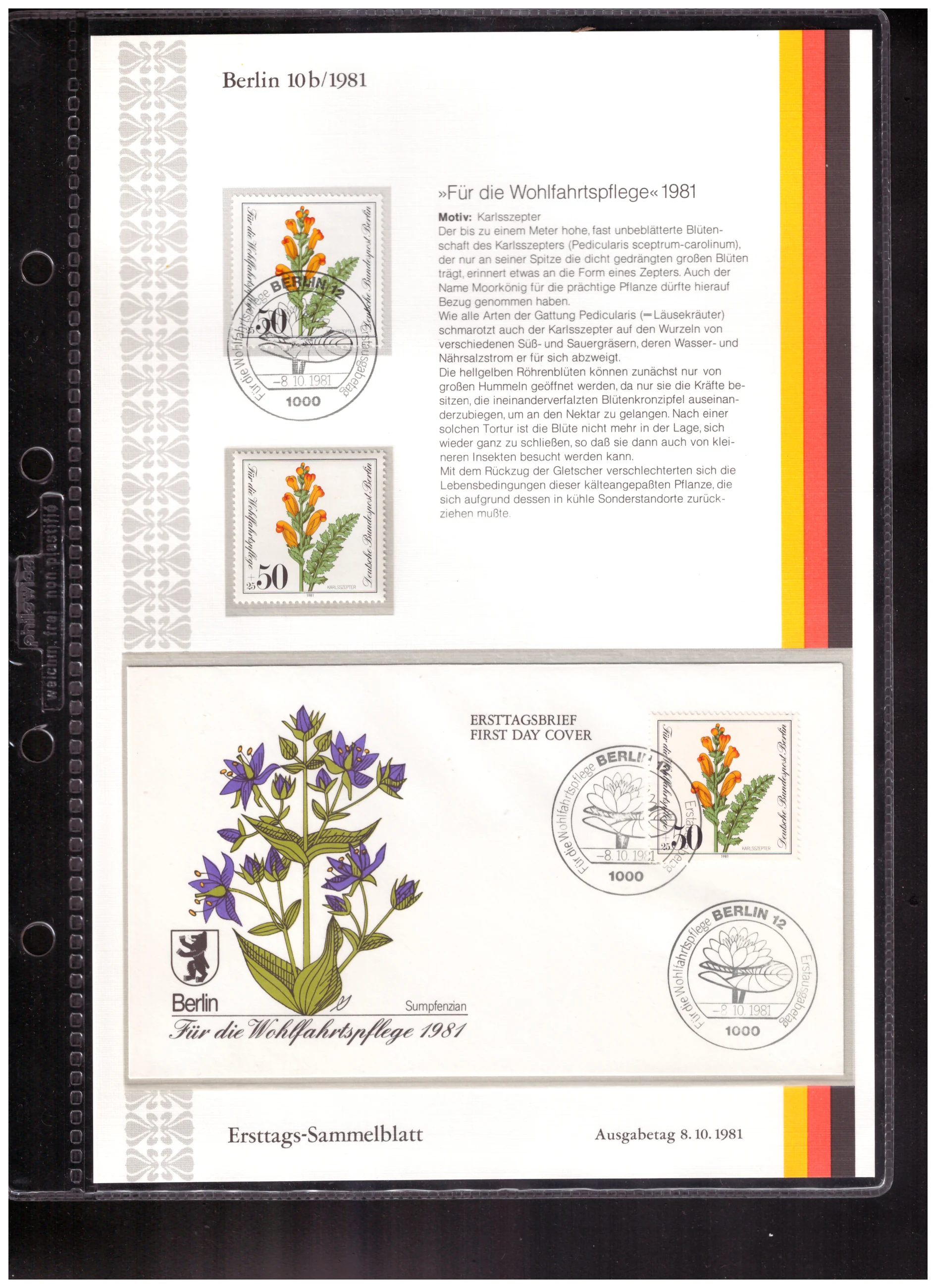 Ersttags-Sammelblatt 10b/1981 – Welfare 1981 – endangered plants