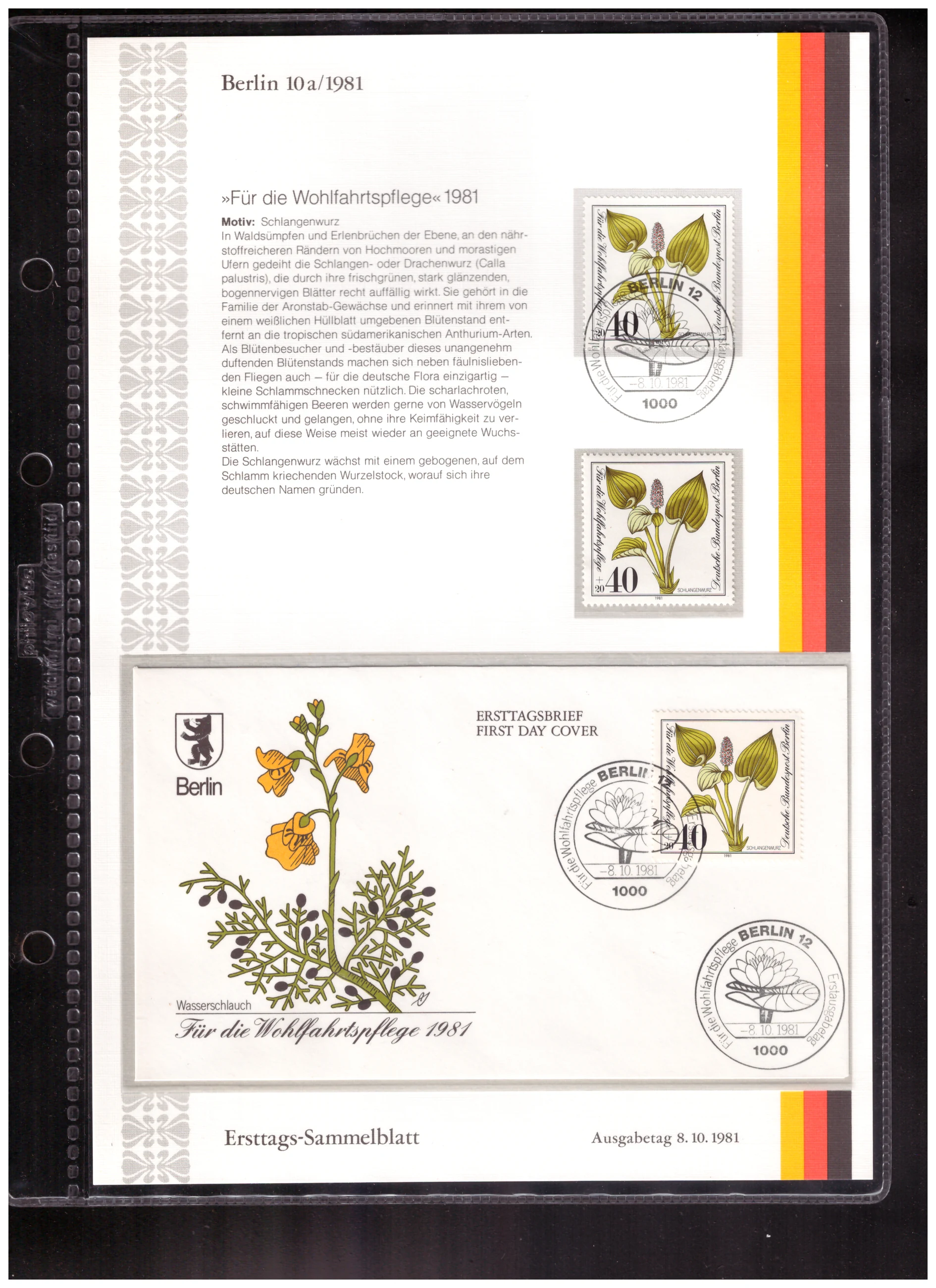 Ersttags-Sammelblatt 10a/1981 – Welfare 1981 – endangered plants