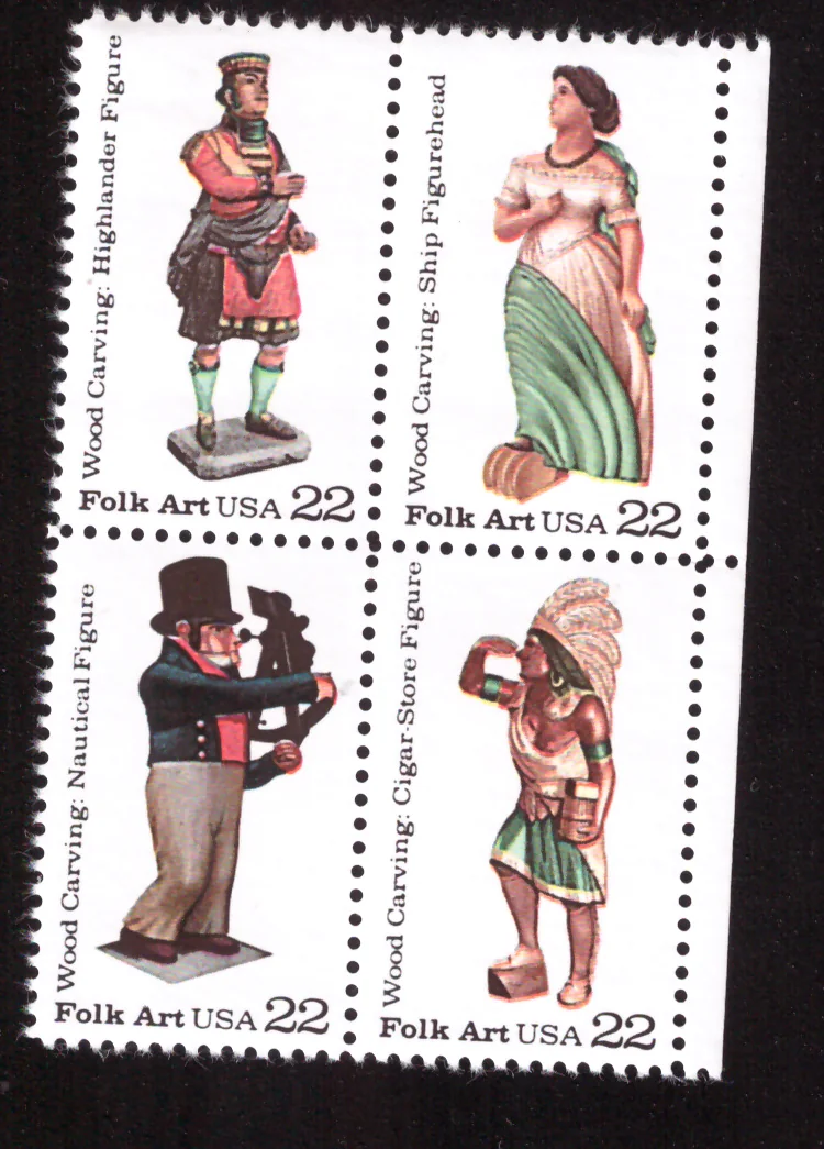 Woodcarved Figurines – Se-tenant Block of 4