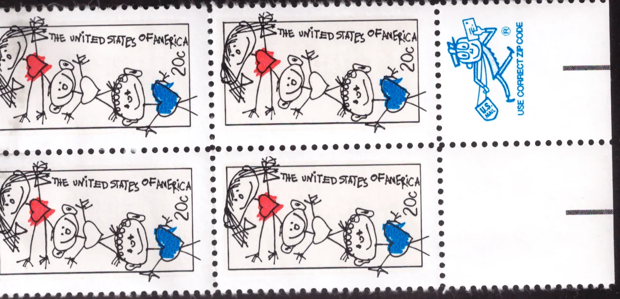 1984 Семеен блок на съюза на четирите. ZIP/Use CORRECT ZIP CODE selvage