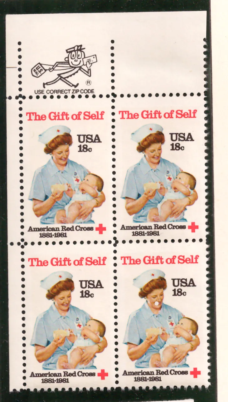 Amerikanisches Rotes Kreuz, Das Geschenk des Selbst - Margin Block von 4